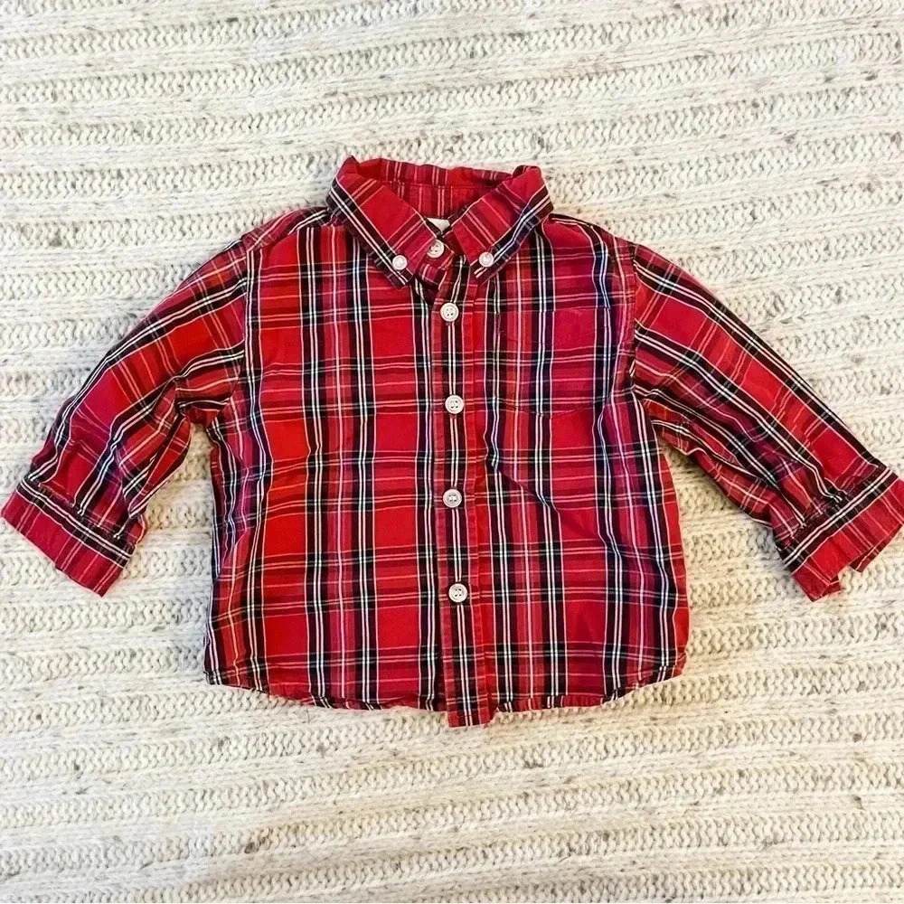 Koala Kids 9-12 months plaid button‎ down shirt